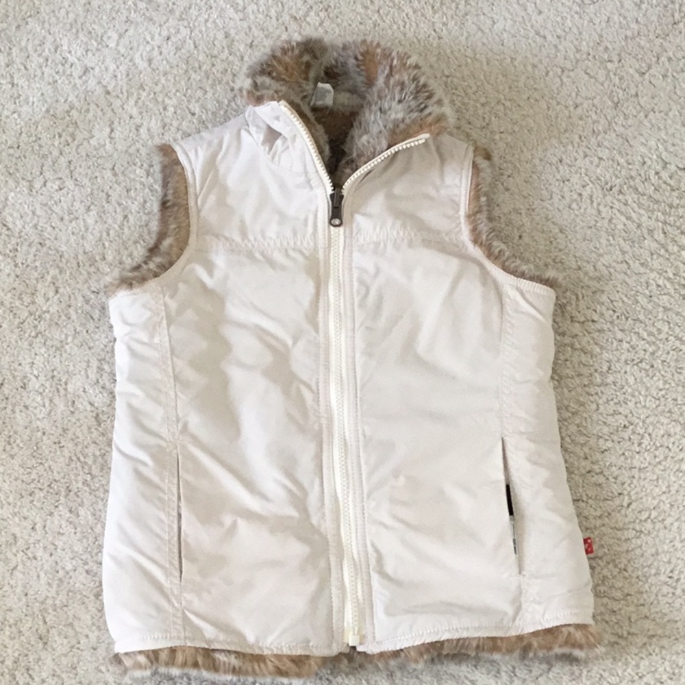 Vintage Gap Kids Reversible Faux Fur Vest M 8
